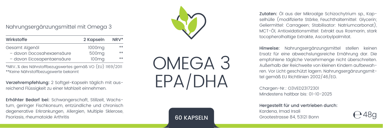Omega 3 vegan EPA/DHA Premium
